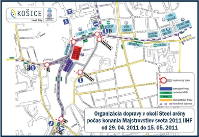 Schema of walking transport in Košice during WM