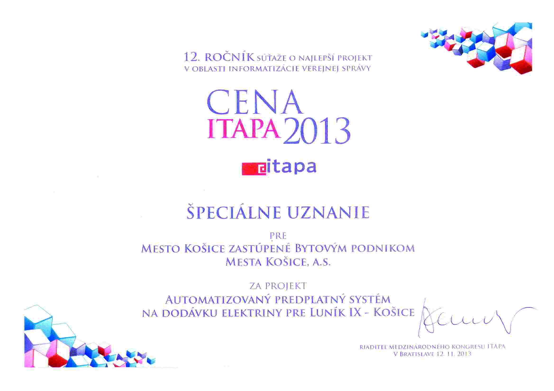 Cena ITAPA 2013