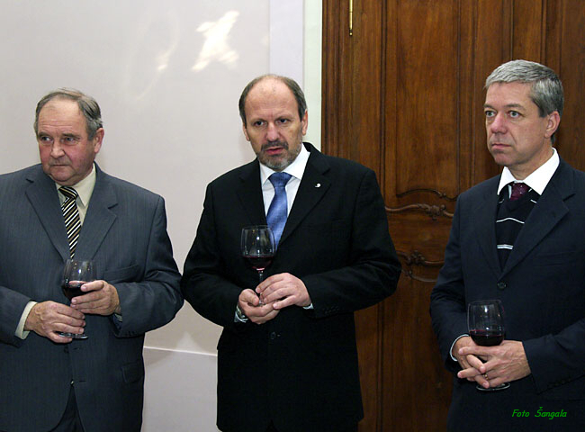 Stretnutie na radnici, zľava: Lev Bukovský, František Knapík, Rudolf Bauer