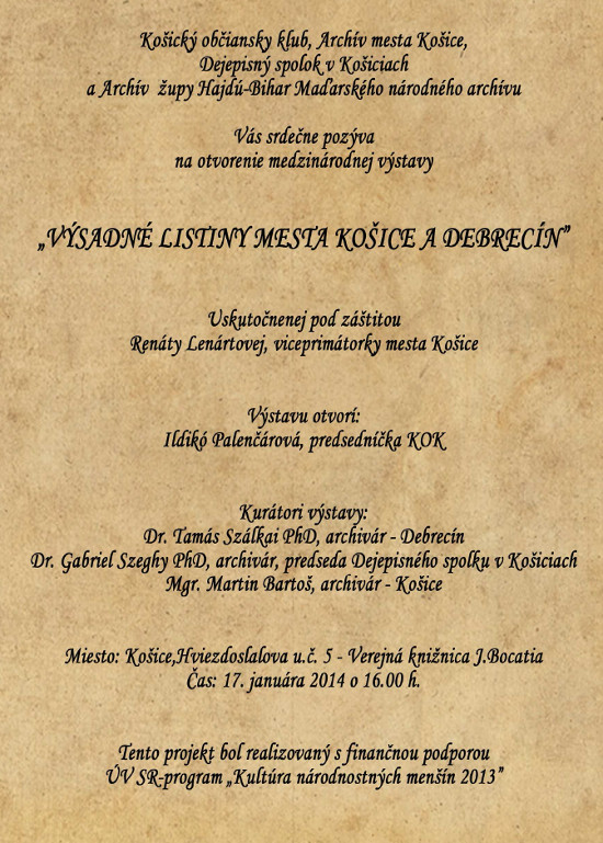Výsadné listiny mesta Košice a Debrecín