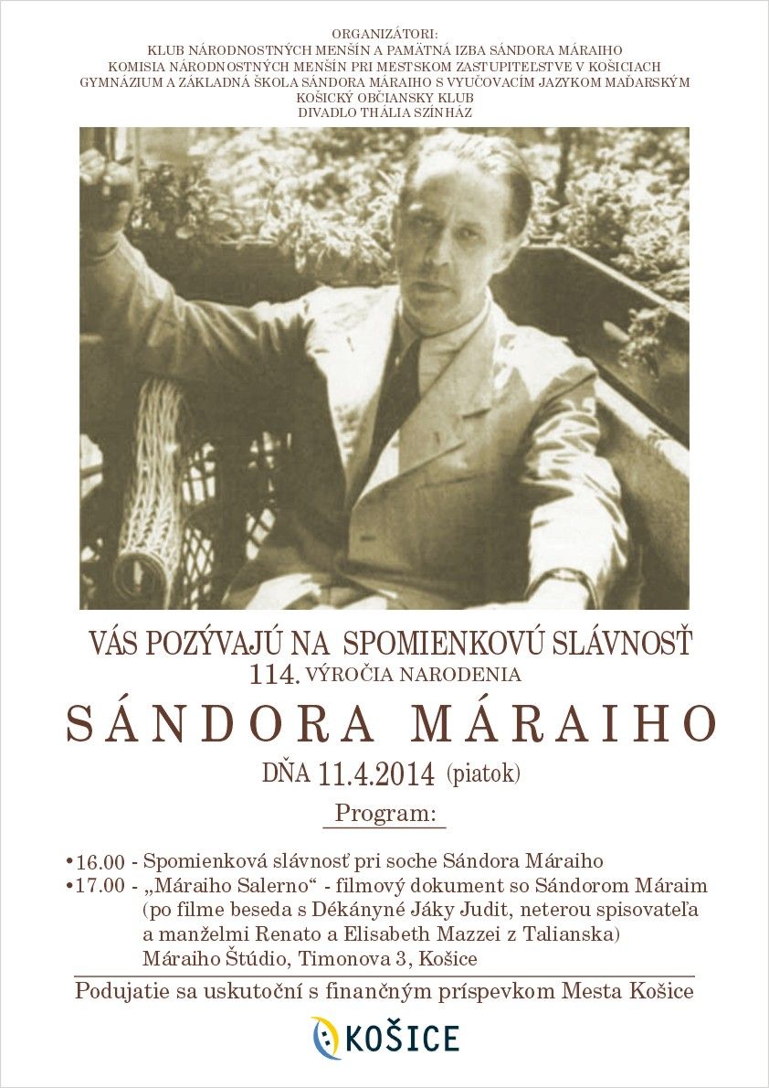 114. výročie narodenia Sándora Máraiho