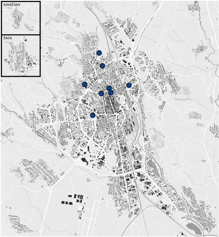 Mapa väčších projektov - ÚHA Košice