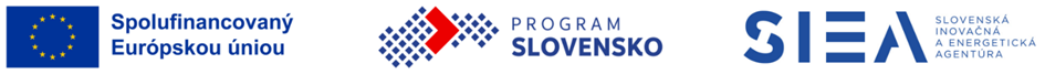Logá: Spolufinancovaný EÚ, Program Slovensko a Slovenská inovačná a energetická agentúra
