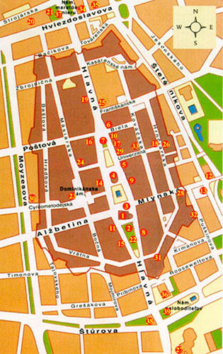 Map of the  historical city centre